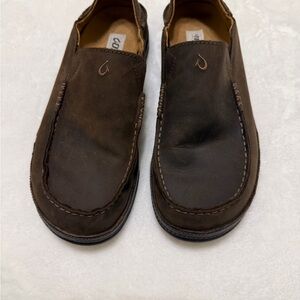 Olukai Moloa Brown Leather  Slip On Shoes Size 9.